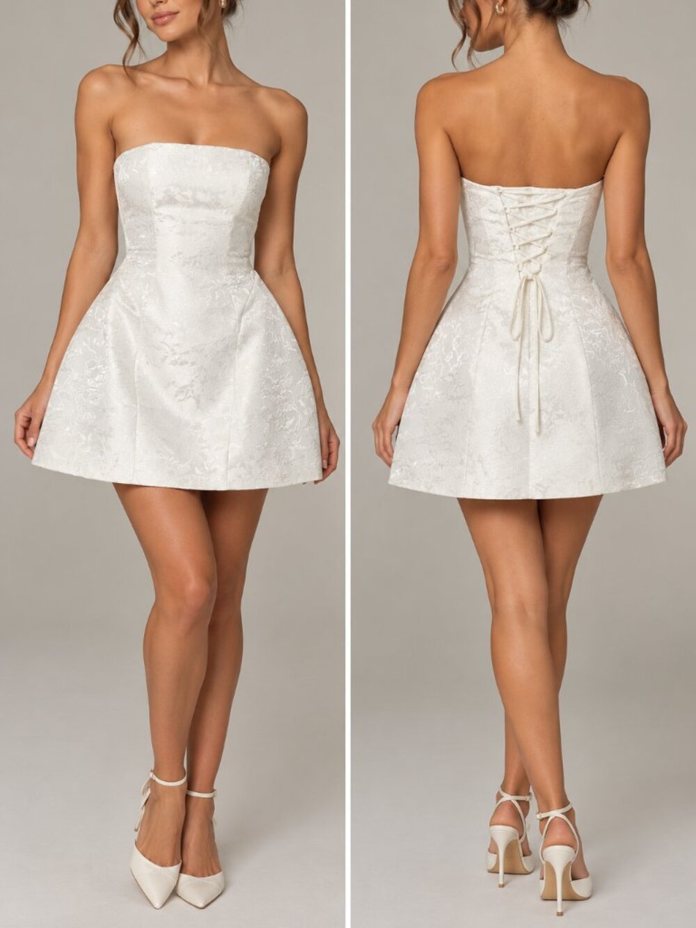 BABYBOO White Bridal Mini Dress S Strapless Corset Courthouse Wedding